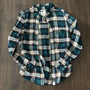 AE Plaid Flannel Shirt in Blue and Green S